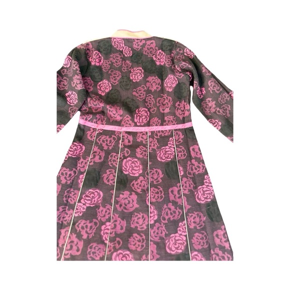 Vintage Floral Long Sleeve Dress – Pink Noir Romance (Size S) - Picture 11 of 13